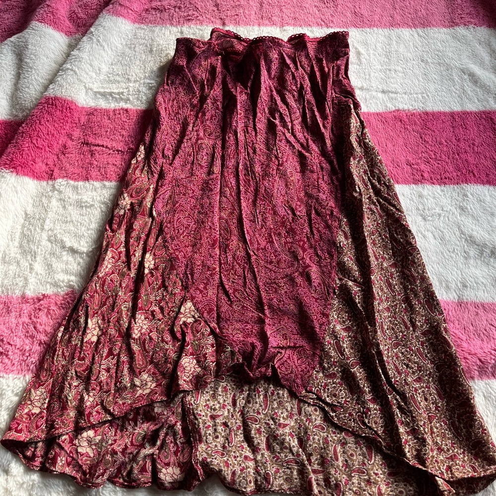 Angie Burgundy Paisley High-Low Skirt